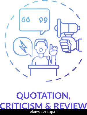 Quotation, criticism and review concept icon Stock Vector