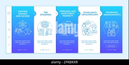 Extensive wealth plan elements onboarding vector template Stock Vector