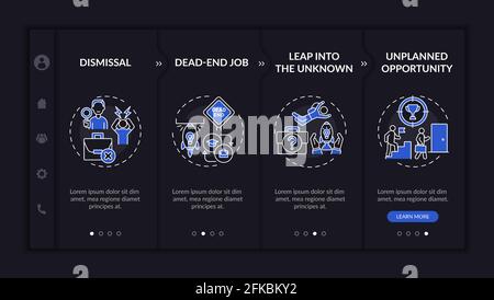 Job transition reasons onboarding vector template dark theme Stock Vector