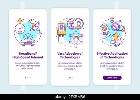 Successful digital inclusion preconditions mobile app page screen with concepts Stock Vector