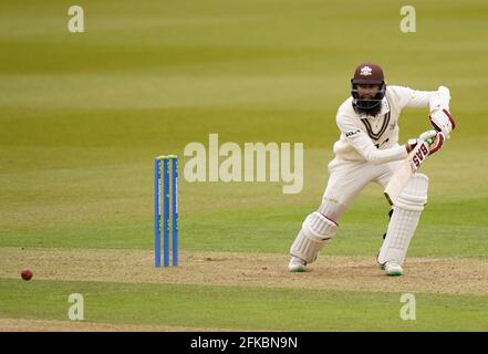 Surrey's Hashim Amla during day two of the LV= Insurance County Championship match at the Kia Oval, London. Picture date: Friday April 30, 2021. Stock Photo