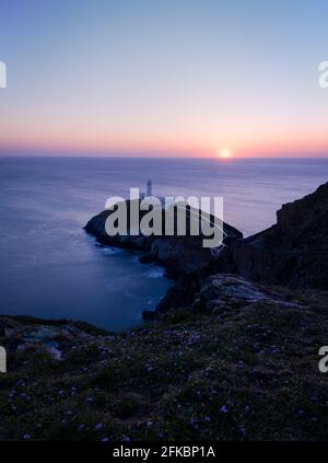 South Stack Lighthouse sunset Stock Photo