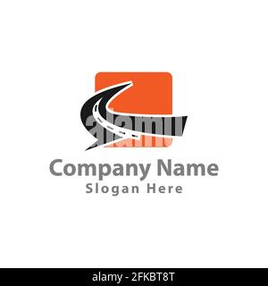 Minimalistic logo shape with a road receding into the distance.EPS 10 Stock Vector