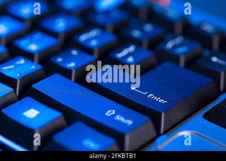 Close-up enter button. Computer keyboard close up. Stock Photo