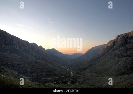 Picturesque view of the Cedarberg Mountains during sunset, Western Cape, South Africa Stock Photo