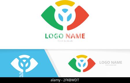 Vector eye logo combination. Unique vision logotype design template. Stock Vector