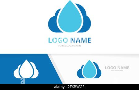 Vector water and cloud logo combination. Unique storage logotype design template. Stock Vector