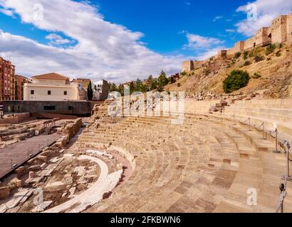 Roman theatre and The Alcazaba, Malaga, Andalusia, Spain, Europe Stock Photo