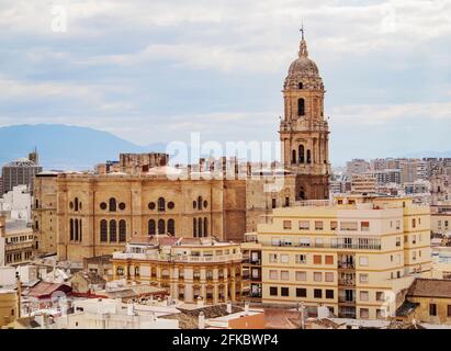 Catedral de la Encarnacion, cathedral, elevated view, Malaga, Andalusia, Spain, Europe Stock Photo