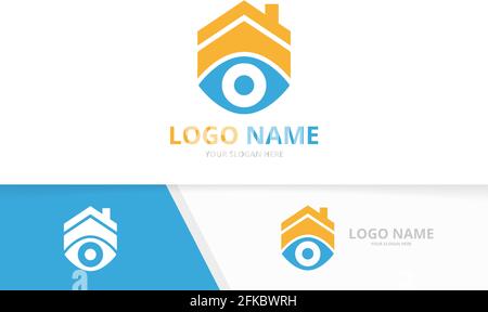 Vector eye and real estate logo combination. Unique building logotype design template. Stock Vector