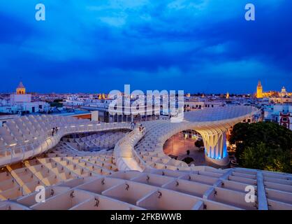 Metropol Parasol (Las Setas) at dusk, La Encarnacion Square, Seville, Andalusia, Spain, Europe Stock Photo