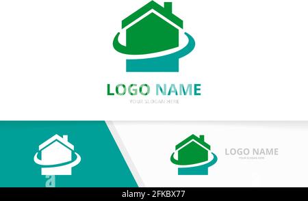 Real estate logo with business card template. Unique house logotype design template. Stock Vector