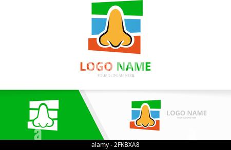 Nose logo combination. ENT clinic, otolaryngology logotype design. Stock Vector
