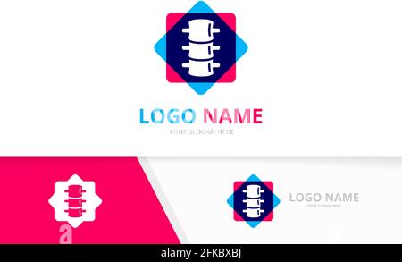 Human spine logo combination. Chiropractic center logotype design template. Stock Vector