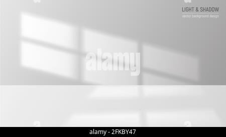 Window light and shadow realistic grey decorative background vector illustration Stock Vector