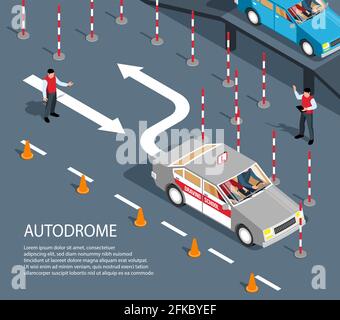 Isometric traffic road barriers composition with isolated view of ...