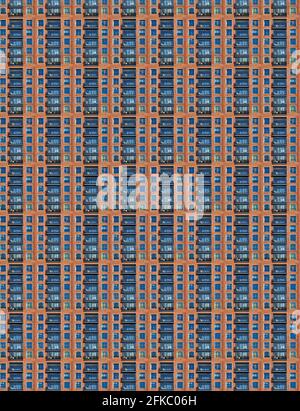 Repeated pattern of windows in monotonous skyscraper, abstract composite pattern and texture Stock Photo