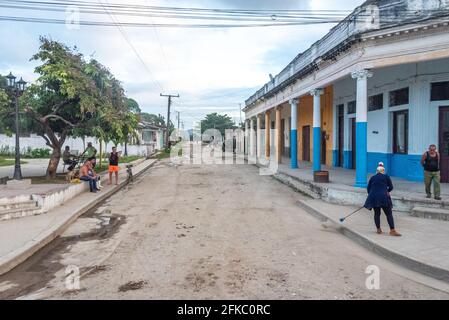 Street of a small town in Villa Clara, Cuba Stock Photo