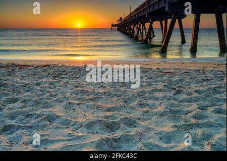 The Deerfield Beach International Fishing Pier at sunrise Stock Photo