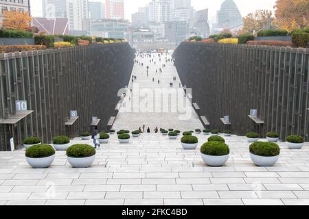 Seoul, South Korea, November 6, 2018, Student and traveler walk at Ewha Campus Complex , Ewha university that is the world's largest female educationa Stock Photo