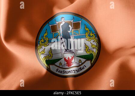 3d Illustration Flag Of Nakhon Ratchasima Is A Province Of Thailand Waving On The Wind Flag With Inscription With Name Of The Region In Thai Stock Photo Alamy