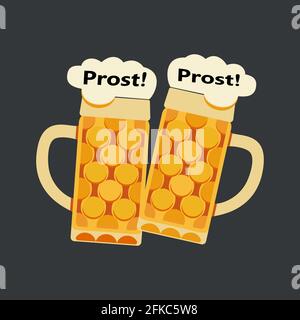 Clinking beer mugs toasting Stock Vector