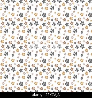 Seamless pet paw pattern background. Dog or cat paw wallpaper illustration footprint. Stock Vector