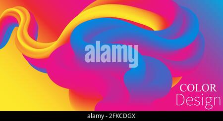 Color Waves Background. Fluid Poster. Colorful gradient. Vector. Stock Vector