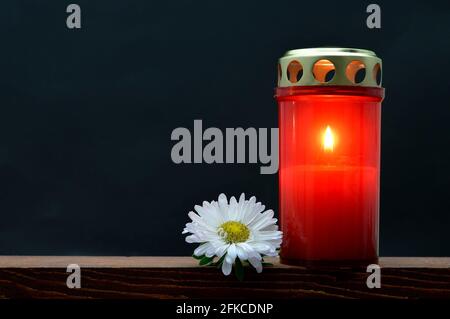 All Saints Day candle and flower Stock Photo
