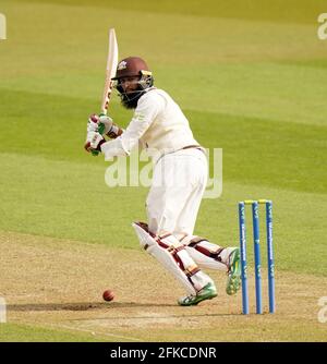 Surrey's Hashim Amla during day two of the LV= Insurance County Championship match at the Kia Oval, London. Picture date: Friday April 30, 2021. Stock Photo