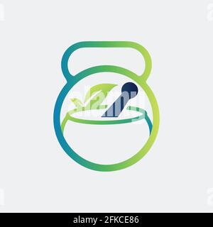 Restoring Health with fitness dumbbell icon vector logo design Stock Vector