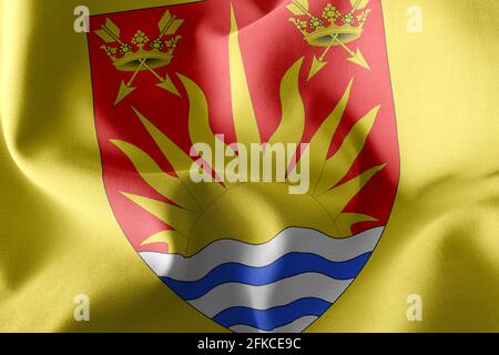 3D illustration flag of Suffolk is a county of England. Waving on the wind flag textile background Stock Photo