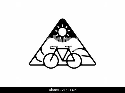 Black line art illustration of bicycle in triangle shape design Stock Vector