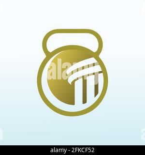 law firms with fitness dumbbell icon vector logo design. Stock Vector