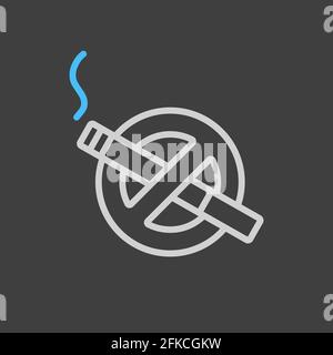 No smoking sign vector icon on dark background. Graph symbol for web site and apps design, logo, app, UI Stock Vector