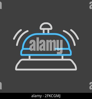 Counter bell, hotel, service vector icon on dark background. Graph symbol for travel and tourism web site and apps design, logo, app, UI Stock Vector