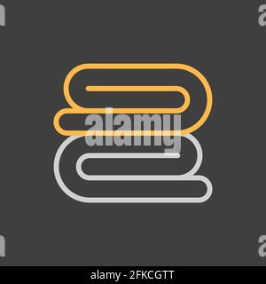 Stack of folded bath towels or napkins vector icon on dark background. Hotel sign. Graph symbol for travel and tourism web site and apps design, UI Stock Vector