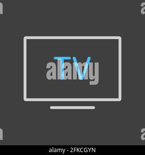 Smart TV flat vector icon on dark background. Graph symbol for household electric web site and apps design, logo, app, UI Stock Vector