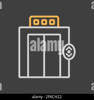 Elevator, lift flat vector icon on dark background. Graph symbol for travel and tourism web site and apps design, logo, app, UI Stock Vector