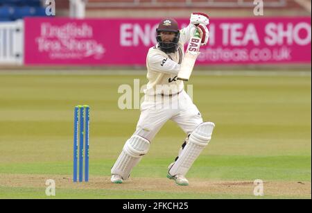 30 April, 2021. London, UK. Surrey’s Hashim Amla batting as Surrey take on Hampshire in  the County Championship at the Kia Oval, day two. David Rowe/Alamy Live News Stock Photo