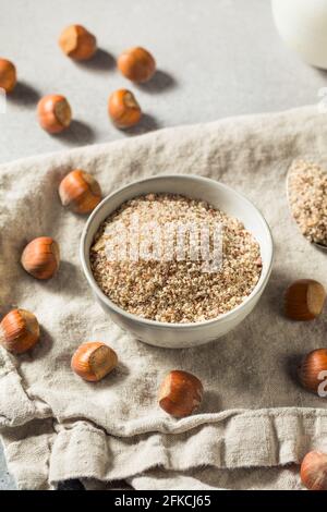 Raw Organic Hazelnut Flour in a Bowl Stock Photo