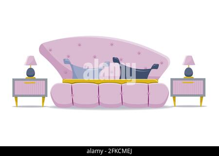 Bed with nightstands vector illlustration isolated on white background Stock Vector