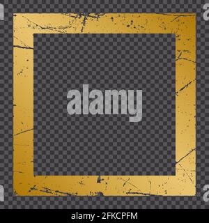 Gold frame. Beautiful simple golden design. Vintage style decorative border, isolated on black background. Template for your design Stock Vector