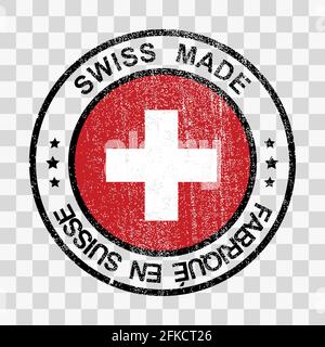 Made in Switzerland stamp in grunge style isolated distressed icon Template for your design Stock Vector