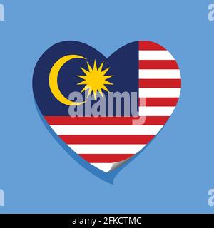 I love Malaysia flag heart vector illustration Stock Vector