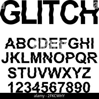 Glitch distortion typeface. Letters and numbers vector illustration Template for your design Stock Vector
