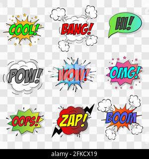 Vector comic speach bubble on transparent background. Template for your design Stock Vector