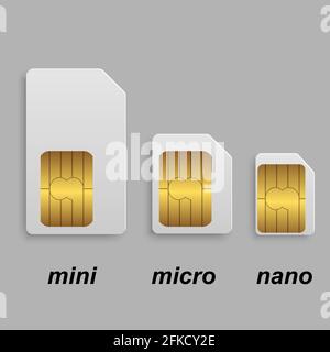 Mobile sim card types set in vector Template for your design Stock Vector