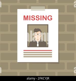 missing person, graphic wanted poster, Stock Vector