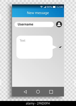 screen of smartphone with Sms messenger. Speech bubble Template for your design Stock Vector